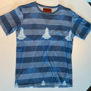 MISSONI men's blue striped tie-dye t-shirt size S